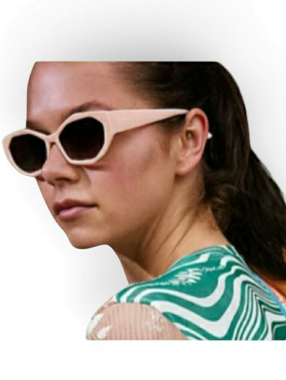 FREE PEOPLE UNCOMMON PEACH ROSE ANGULAR CAT EYE SUNGLASSES